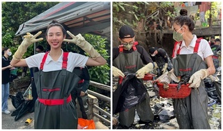 Hoa hậu Thùy Tiên 'lăn xả' lội kênh dọn dẹp bãi rác khủng đen kịt khiến nhiều người nể phục