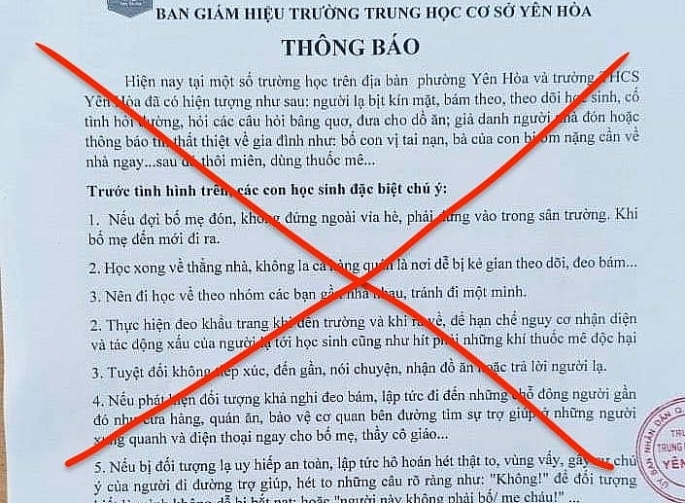 Bác thông tin một học sinh lớp 7 ở Hà Nội bị đánh thuốc mê, thôi miên