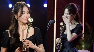 Song Hye Kyo bật khóc hạnh phúc khi thắng giải truyền hình Rồng Xanh 2023
