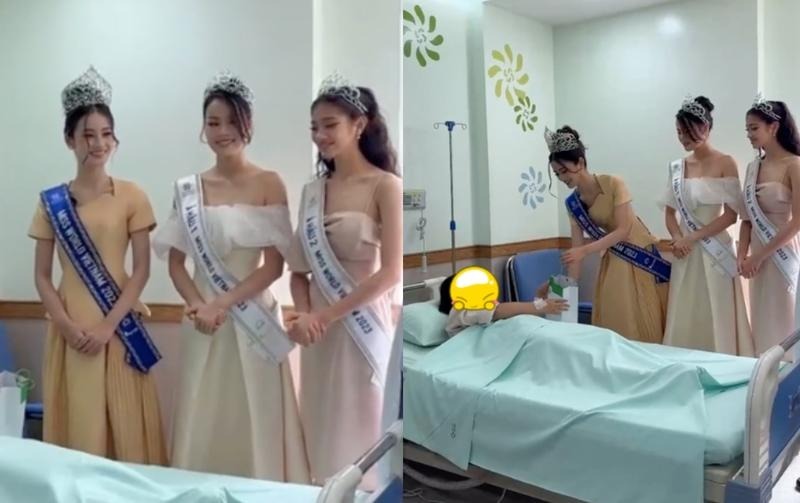 Hoa hậu Ý Nhi và 2 Á hậu đi từ thiện ở bệnh viện 5 sao