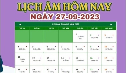 Lịch âm hôm nay ngày 27/9 chính xác nhất 