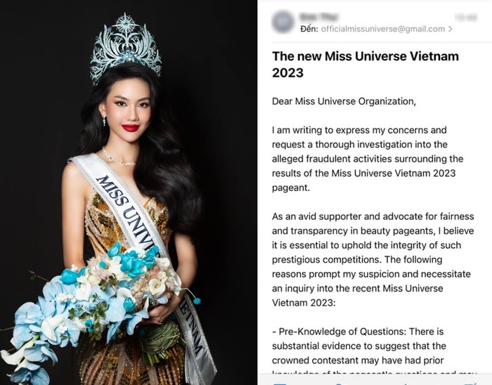 Anti-fan gửi thư đến Miss Universe Việt Nam yêu cầu xem xét lại chiến thắng của Bùi Quỳnh Hoa
