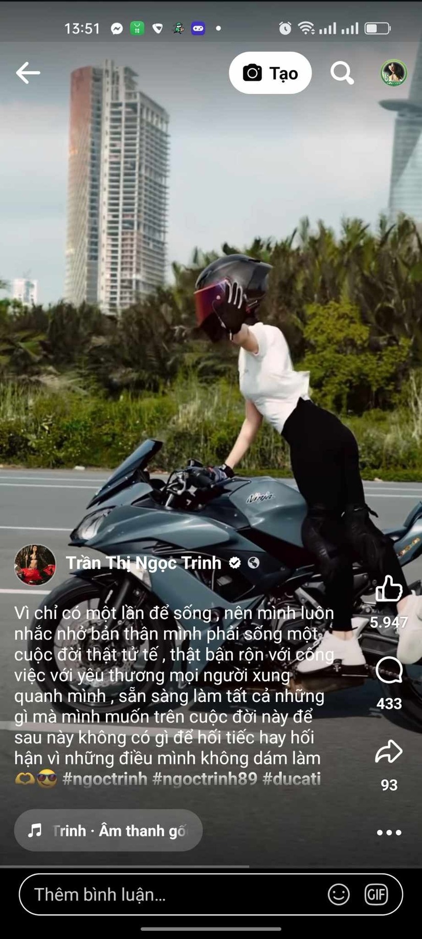 Ngọc Trinh nói gì trước nghi vấn mượn ồn ào lái moto để 'đánh bóng' tên tuổi