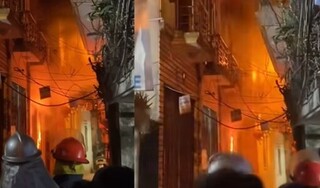 Căn nhà 4 tầng bốc cháy ngùn ngụt tại phố Trương Định