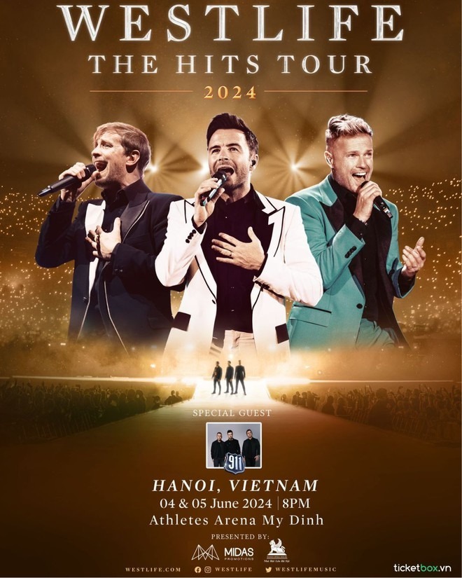 Westlife thông báo trở lại Việt Nam với 2 đêm diễn tại Hà Nội, khách mời đặc biệt là nhóm 911