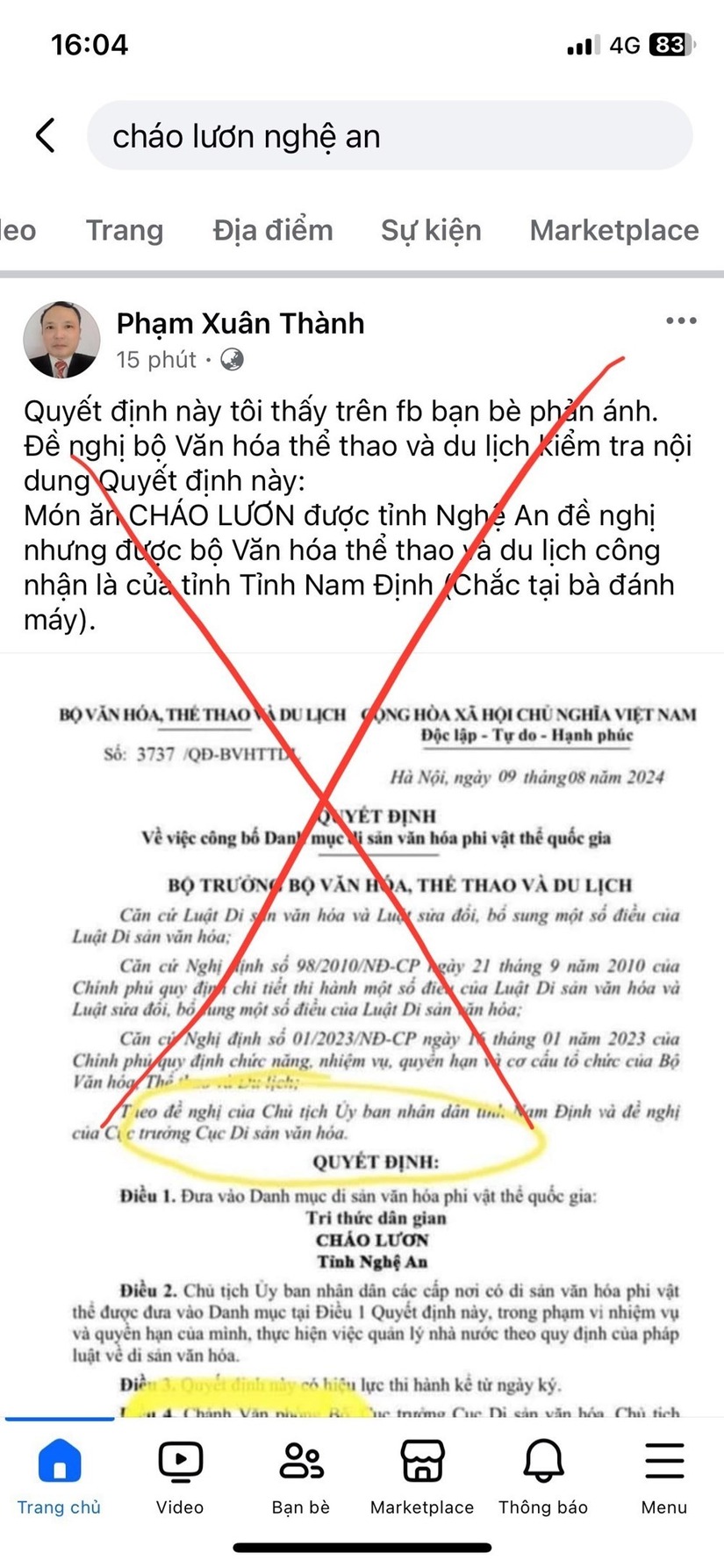 Vụ cháo lươn Nghệ An được công nhận di sản phi vật thể, Bộ Văn hóa đề nghị Bộ Công an vào cuộc