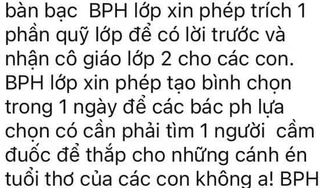 Choáng vì con vừa vào lớp 1, ban phụ huynh muốn trích quỹ lớp để 