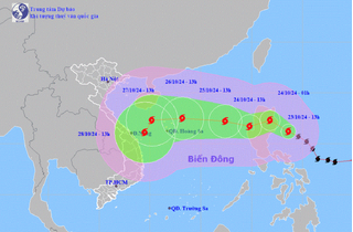 Bão Trà Mi di chuyển nhanh vào Biển Đông, có thể giật cấp 15