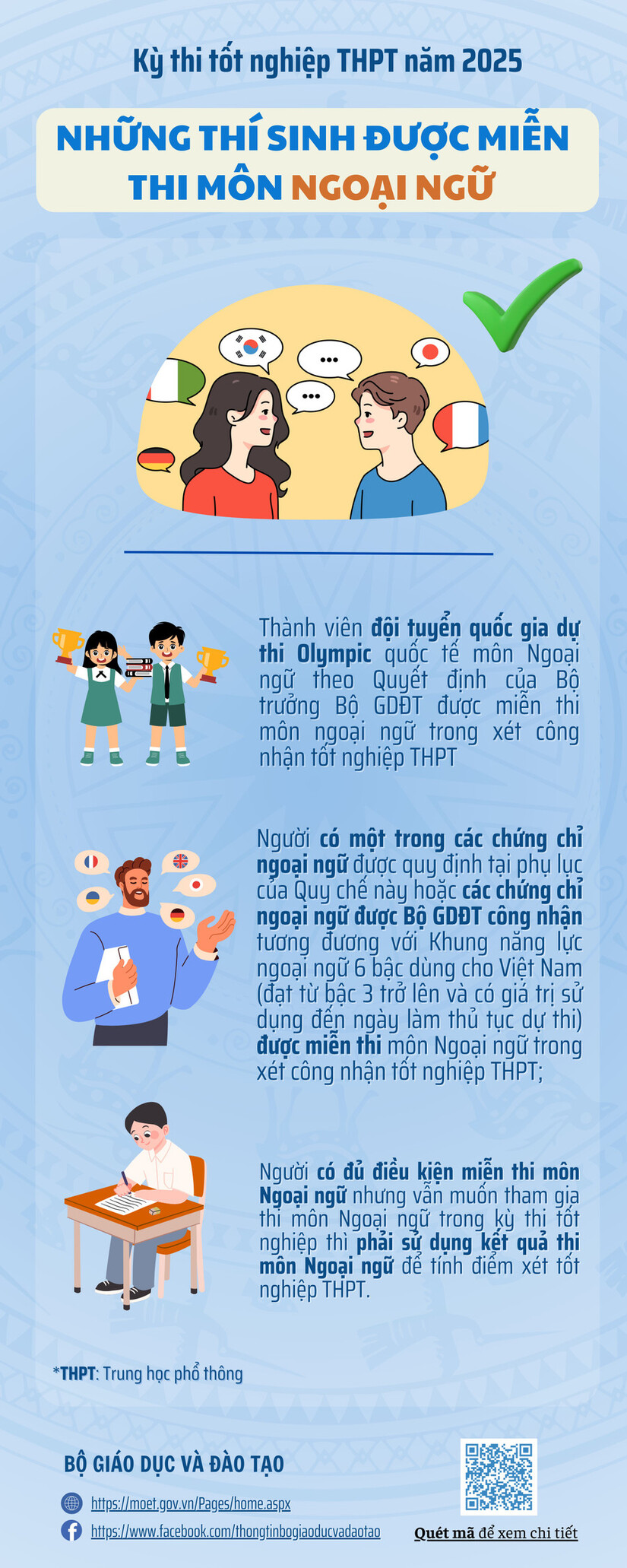 Quy định về miễn thi trong Kỳ thi tốt nghiệp THPT năm 2025