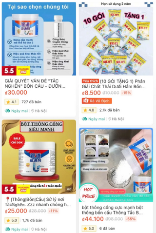 Tự mua hóa chất thông tắc cống trôi nổi trên mạng, tác hại khôn lường