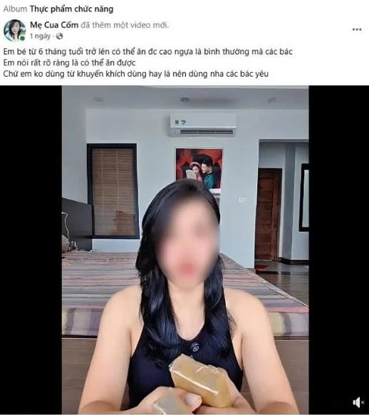 Nữ TikToker quảng cáo trẻ 6 tháng tuổi ăn được cao ngựa gây tranh cãi, chuyên gia dinh dưỡng cảnh báo