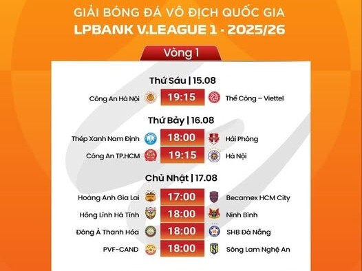 Lịch thi đấu vòng 1 VĐQG LPBank V-League 2025/26