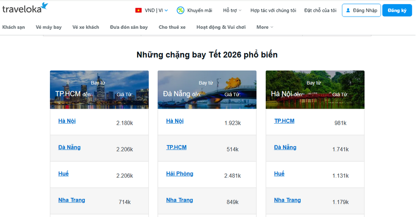 Đặt vé máy bay Tết Bính Ngọ 2026 siêu tiết kiệm cùng Traveloka