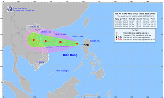 Áp thấp nhiệt đới có khả năng mạnh lên thành bão số 5, tốc độ khoảng 25km/h