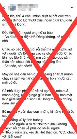 Công an bác bỏ thông tin 'bắt cóc trẻ em' trên đường đi học ở Hà Nội