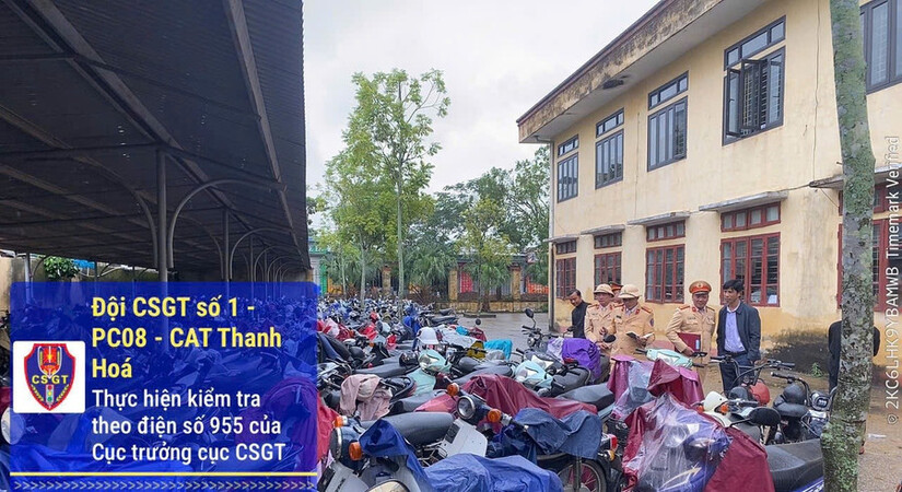 Cảnh sát giao thông tổng kiểm tra bãi giữ xe trong và ngoài trường học