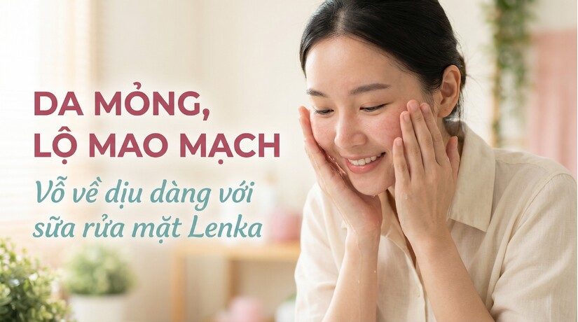 Da mỏng, lộ mao mạch - vỗ về dịu dàng với sữa rửa mặt Lenka