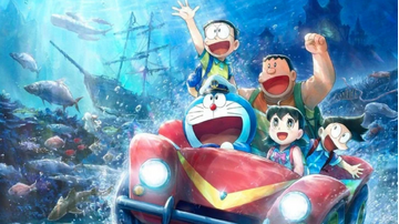 Doraemon đưa Nobita và Shizuka đến Hạ Long, mặc áo dài, đội nón lá