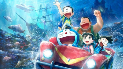 Doraemon đưa Nobita và Shizuka đến Hạ Long, mặc áo dài, đội nón lá