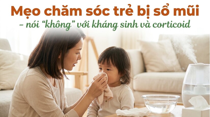 Mẹo chăm sóc trẻ bị sổ mũi - nói "không" với kháng sinh và corticoid