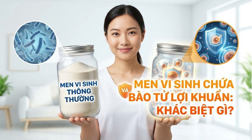 Men vi sinh thông thường và men vi sinh chứa bào từ lợi khuẩn