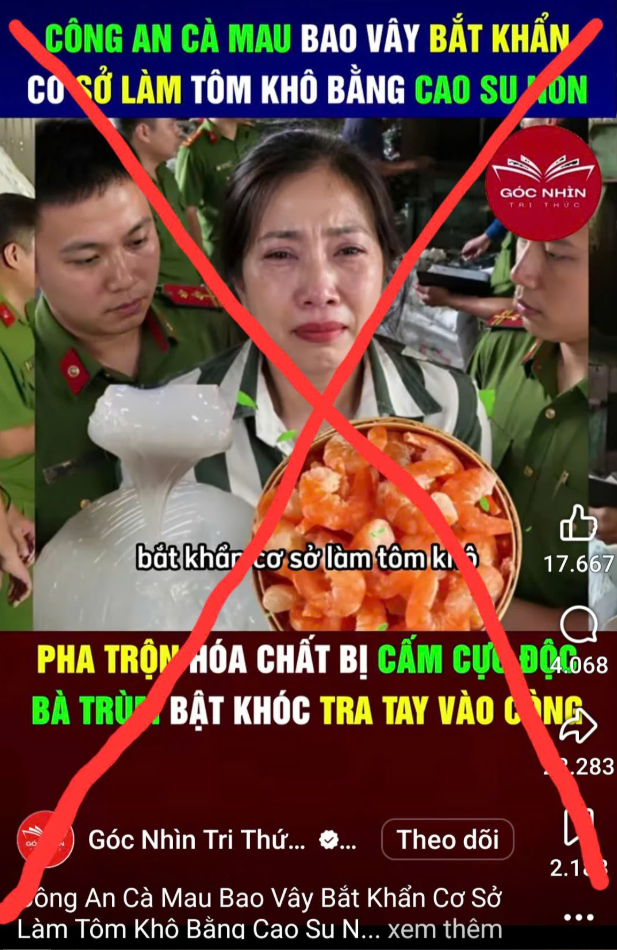 Tỉnh Cà Mau chỉ đạo “nóng” xử lý thông tin "tôm khô làm bằng cao su non" không đúng sự thật