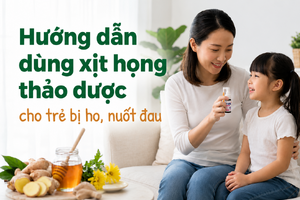 Hướng dẫn dùng xịt họng thảo dược cho trẻ bị ho, nuốt đau