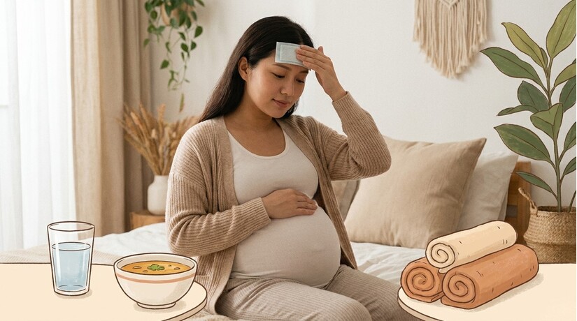 Sốt nóng sốt rét trong thai kỳ: có nên dùng miếng dán hạ sốt?