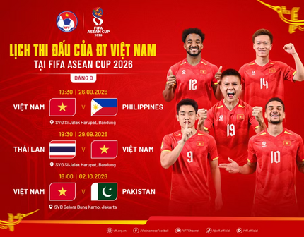 Lịch thi đấu của tuyển Việt Nam tại FIFA ASEAN Cup 2026