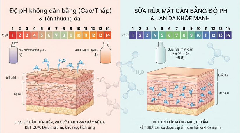 Sữa rửa mặt Lenka có độ pH cân bằng: ý nghĩa thực sự với làn da