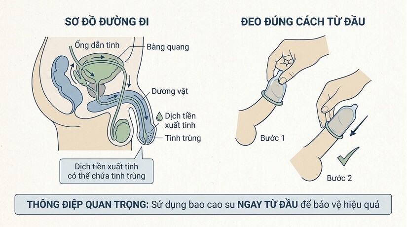 Dùng bao cao su lúc gần xong: tỷ lệ có thai là bao nhiêu %?