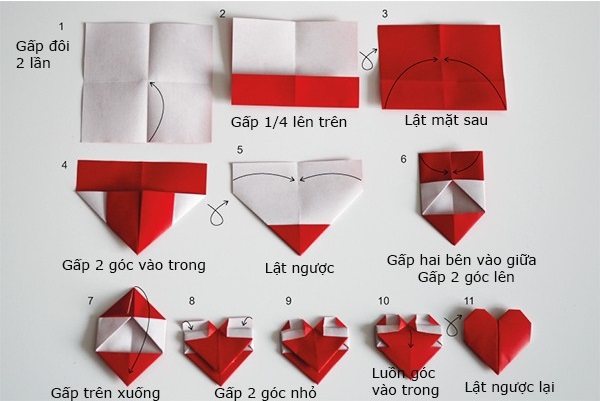 Cách xếp giấy Origami hình trái tim siêu lãng mạn