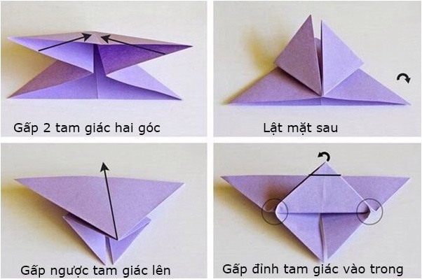 Cách xếp giấy Origami hình con bướm bước 2