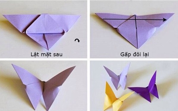 Cách xếp giấy Origami hình con bướm bước 3